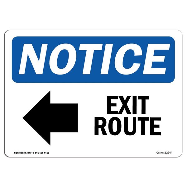 Signmission OSHA Notice Sign, Exit Route With Symbol, 5in X 3.5in Decal, 3.5"W, 5" L, Landscape OS-NS-D-35-L-12244
